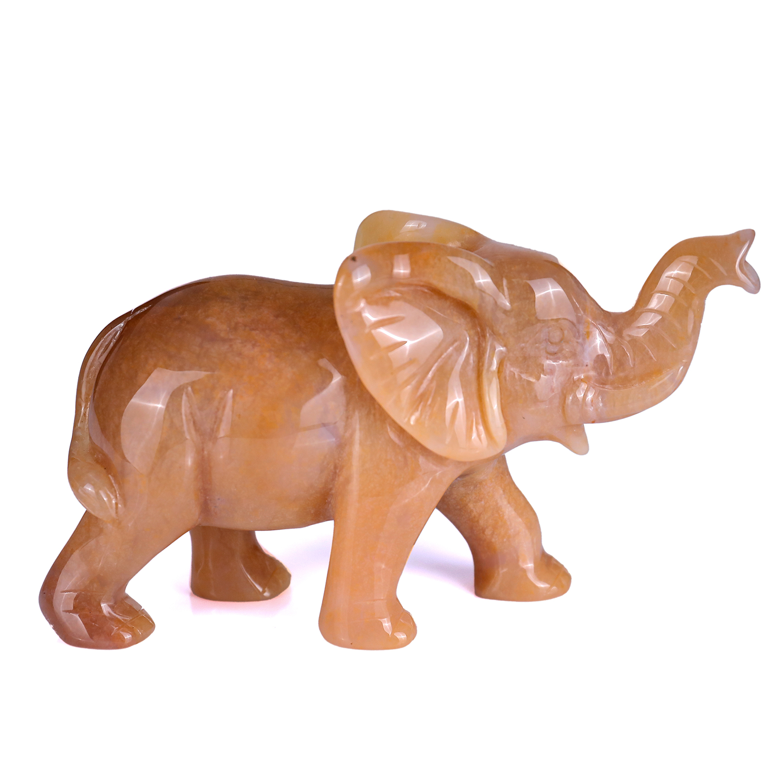 Yellow Chalcedony Crystal Crafts Elephant Statues