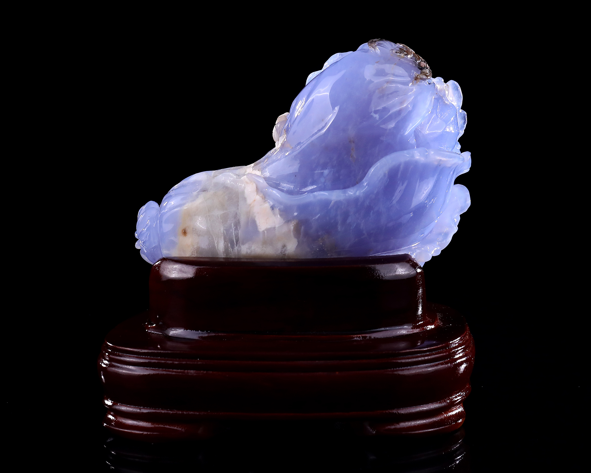 Natural Blue Chalcedony Hand-Carved Realistic Cabbage Ornament - Lucky Wealth Decor