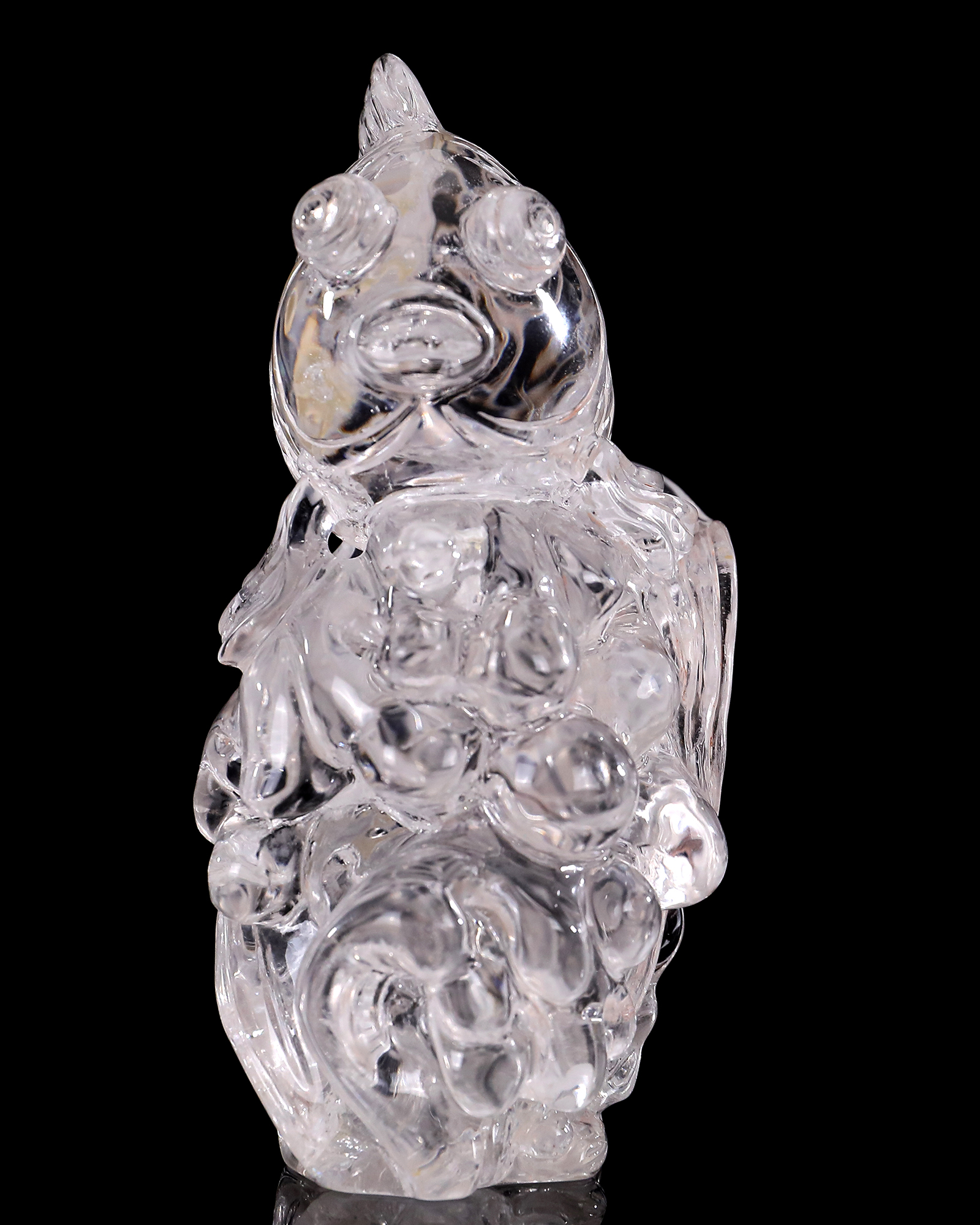 5-inch Hand Carved Clear Quartz Goldfish Decoration - Auspicious Gemstone Sculpture for Luck & Décor