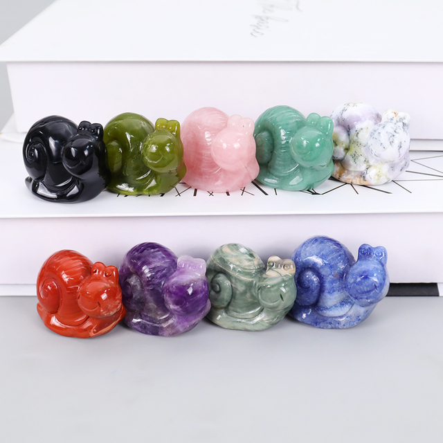 Hand - Carved Natural Jade Mini Snail Figurine | Unique Gemstone Craft for Home Decoration