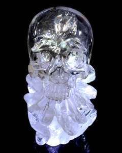 5-inch Clear Quartz Skull with Octopus – Artisanal Crystal Fusion of Mystique & Nature's Precision