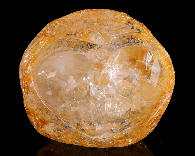 4.6-inch Clear Quartz Double Skulls – Artisanal Crystal Sculpture of Connection & Mystique