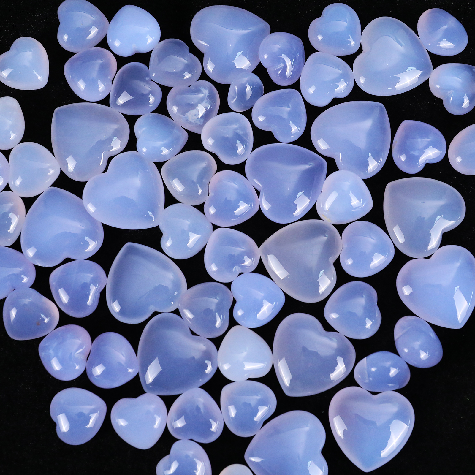 Natural Blue Chalcedony Hand-Carved Heart Decorative Stone - Unique Home & Office Ornament