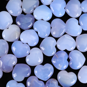 Natural Blue Chalcedony Hand-Carved Heart Decorative Stone - Unique Home & Office Ornament