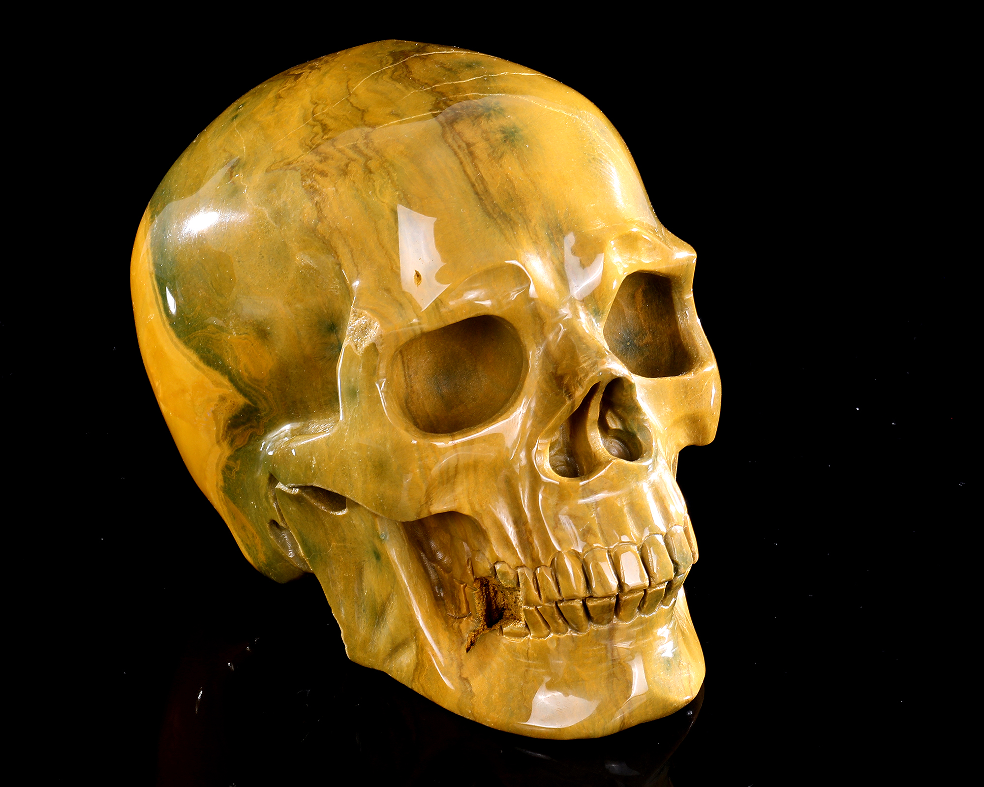 Ocean Jasper Skull - Hand-Carved Natural Crystal Skull, Unique Gemstone Artifact for Collectors, Home Decoration & Energy Healing