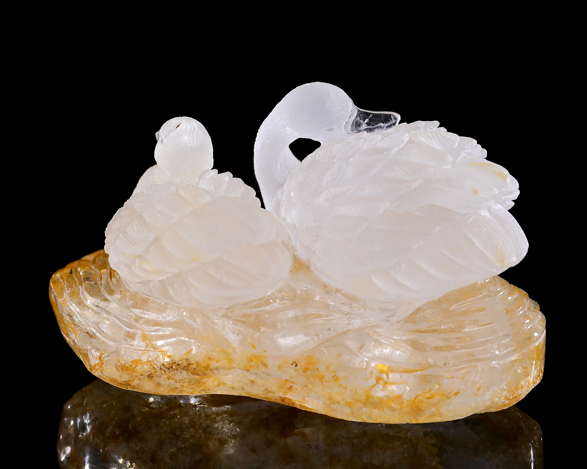 5-inch Clear Crystal Double Swan Hand-Carved Ornament - Ideal for Living Room & Entryway Decoration, Perfect Gift for Expressing Eternal Love, Crystal Artwork