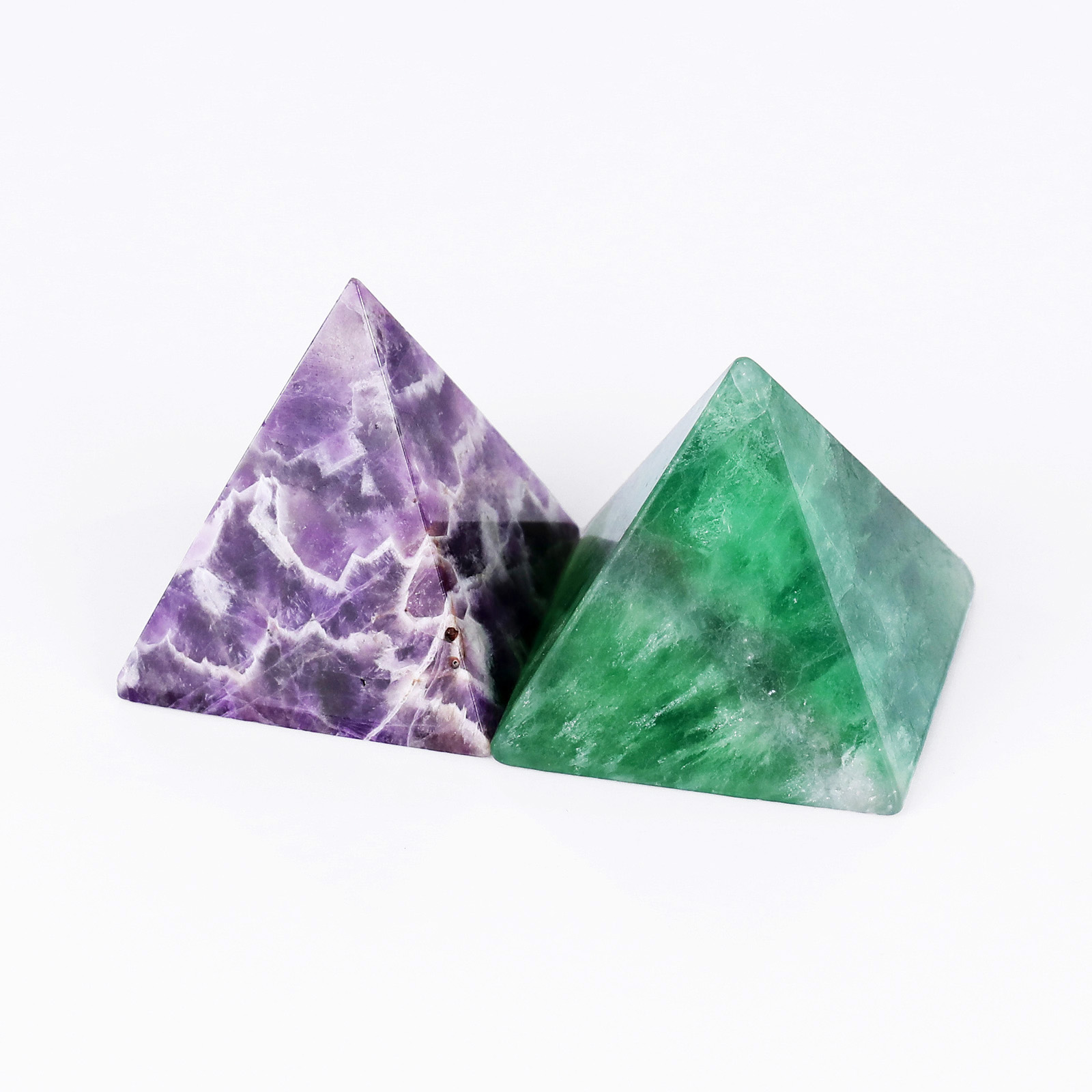 Wholesale Crystal Amethyst Energy Pyramid Natural Healing Stones Quartz Point Carving Reiki Meditation Home Decoration Gift