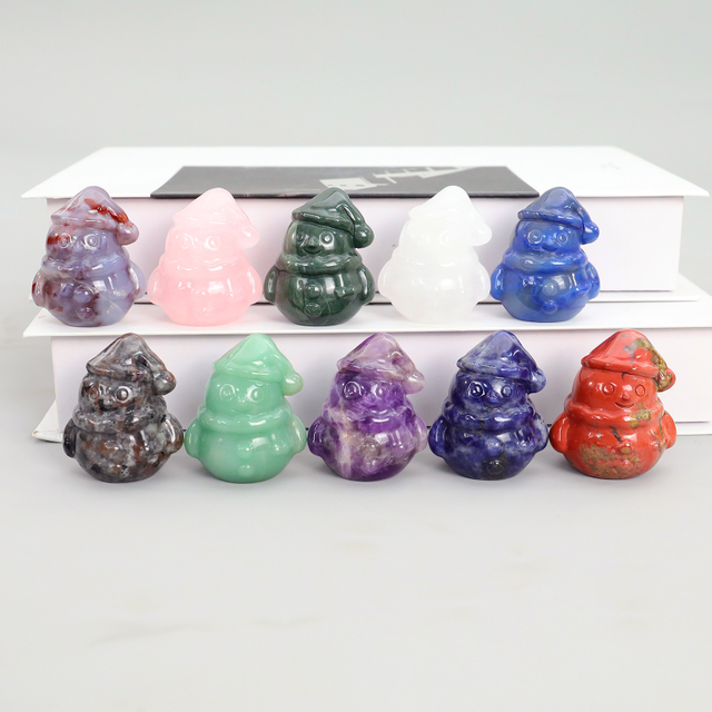 Mini Jade Snowman Carving - Handcrafted Christmas Gift for Holiday Decoration & Collection