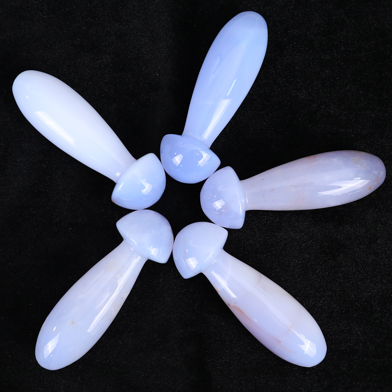 Natural Turkish Blue Chalcedony Mushroom-Shaped Massage Stick - Premium Handheld Tool for Full-Body Relaxation & Muscle Tension Relief
