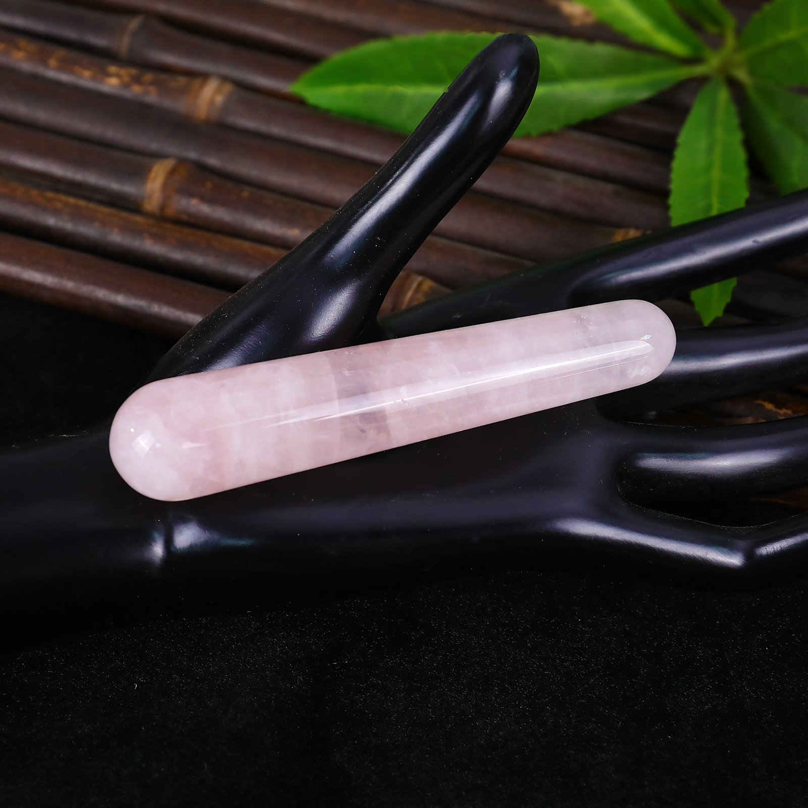 Rose Quartz Cylindrical Massager - Natural Crystal Face & Body Roller for Relaxation, Skin Tightening & Muscle Relief