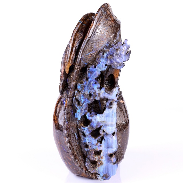 Unique 6.8" Opal Realistic Skull – Hand Carved Natural Crystal Sculpture for Energy Healing