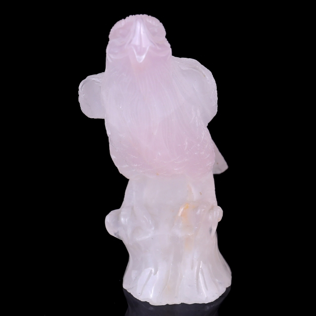 6.7" Rose Quartz Hand Carved Crystal Parrot Sculpture - Healing Crystal Decor