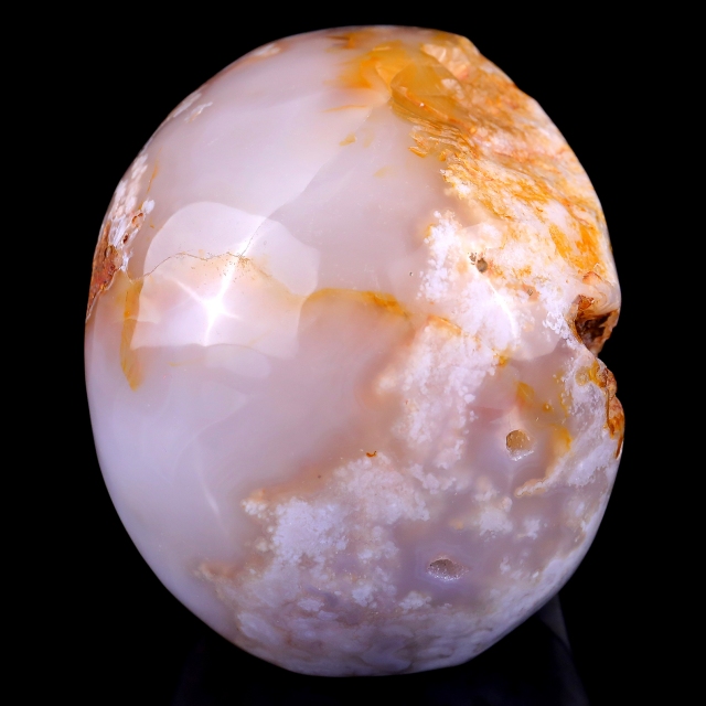 5.7" Sakura Agate Hand Carved Crystal Realistic Skull Sculpture