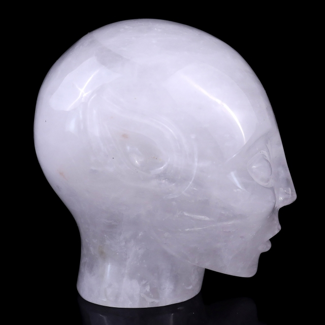 3.9" Angolan Quartz Elf Alien Skull – Hand Carved Natural Crystal Healing Sculpture