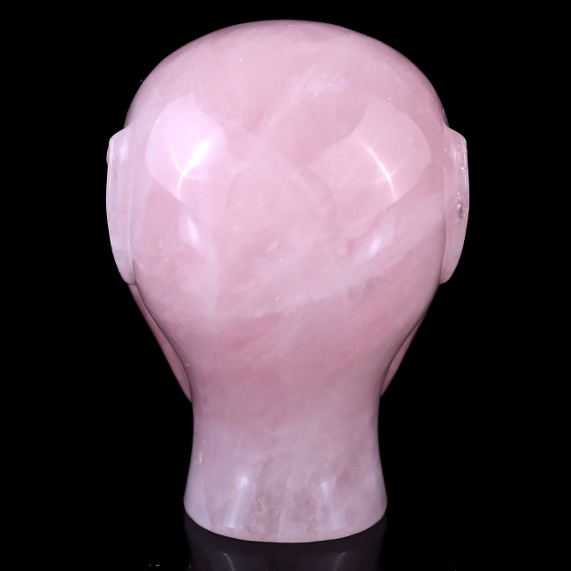 3.9" Rose Quartz Elf Alien Skull – Hand Carved Natural Crystal Healing Sculpture