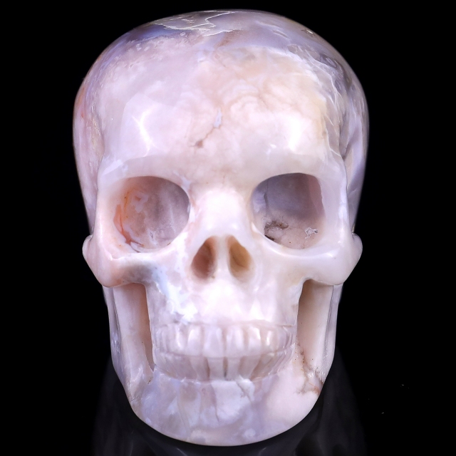 3.0" Sakura Agate Hand Carved Crystal Realistic Skull Sculpture