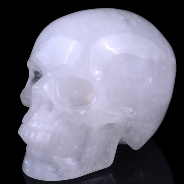 3.0" Angolan Quartz Rock Hand Carved Crystal Realistic Skull Sculpture