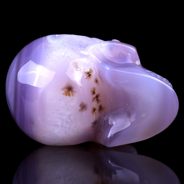 3.4" Geode Agate Hand Carved Crystal Geode Skull Sculpture