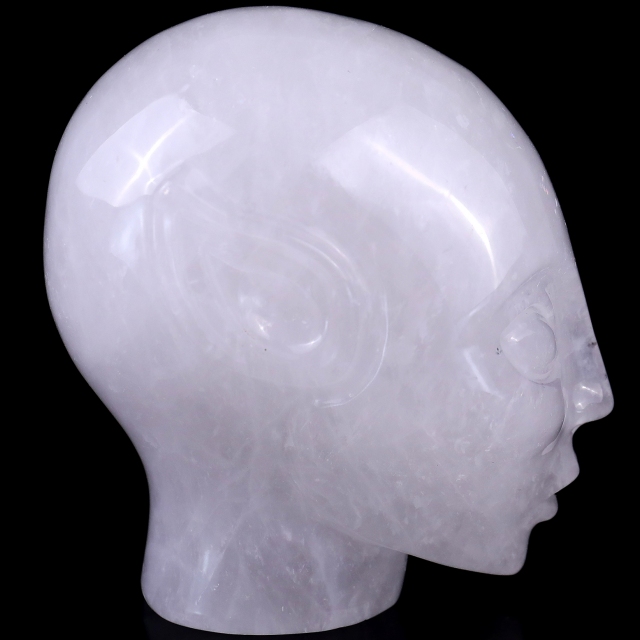3.9" Angolan Quartz Rock Elf Alien Skull – Hand Carved Natural Crystal Healing Sculpture