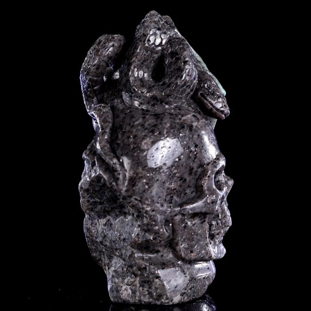 5.0" Emerald Skull with Snake – Hand Carved Natural Crystal Healing Sculpture