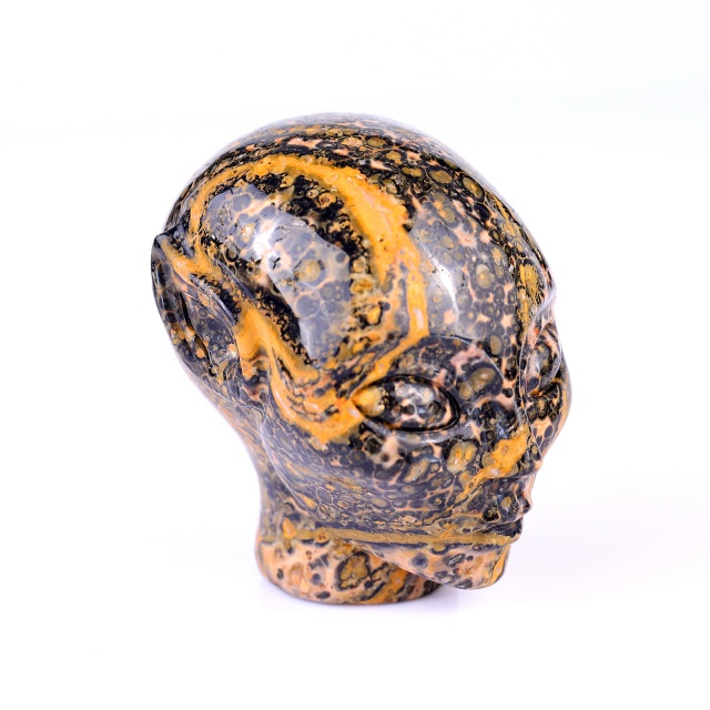 3.0" Leopard Skin Jasper Crystal Elf Alien – Hand Carved Gemstone Fine Art Sculpture for Healing