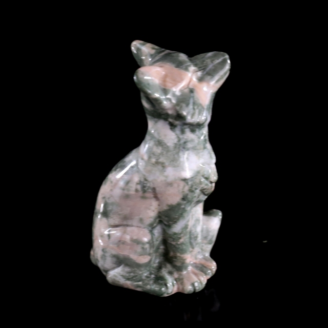 2.9" Natural Jiulong Jade Hand Carved Crystal Fox Sculpture