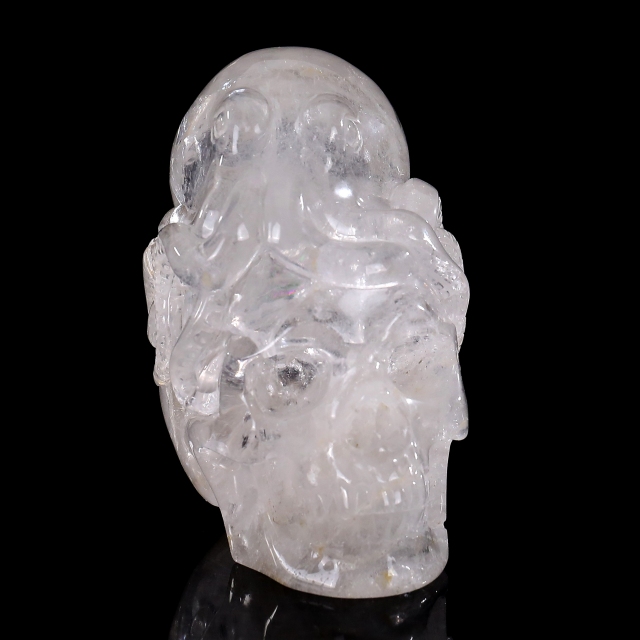 4-inch Hand Carved Clear Quartz Octopus Skull - Natural Crystal Sculpture for Luxury Display & Spiritual Energy