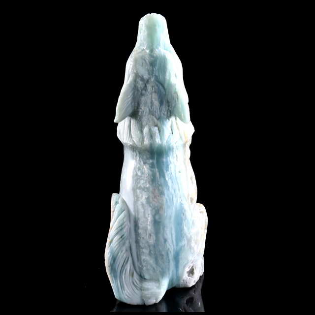 10.8" Amazonite Standing Wolf Sculpture, Hand-Carved Gemstone Art for Collection & Home Decor