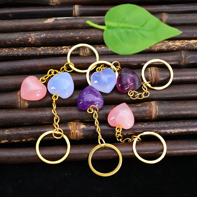 Exquisite Heart-Shaped Keychains Made of Various Jade Materials - Perfect for Gifting!
