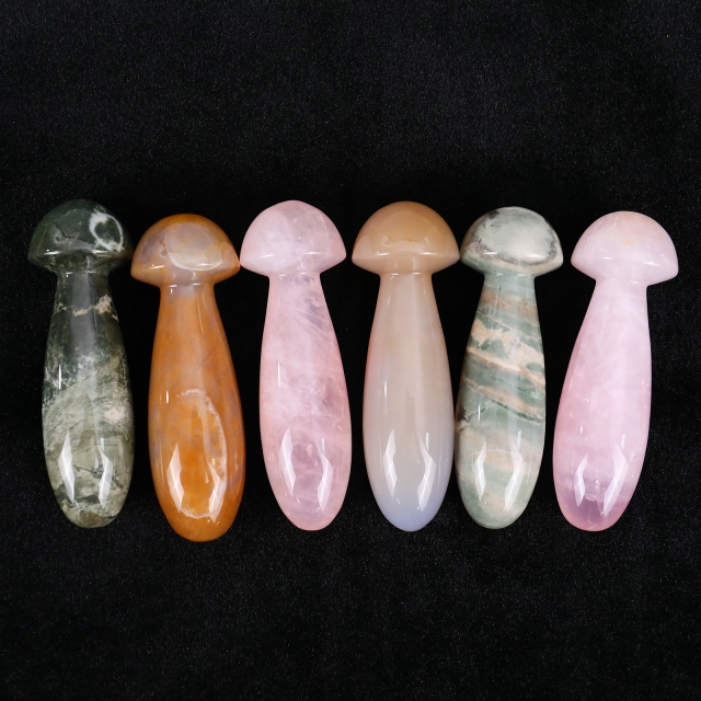 Genuine Crystal Jade Mushroom Massage Stick - Spa-Grade Tool for Neck, Back & Shoulder Tension Relief & Daily Self-Care