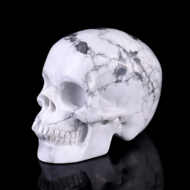3.0" Howlite Hand Carved Crystal Realistic Skull Sculpture