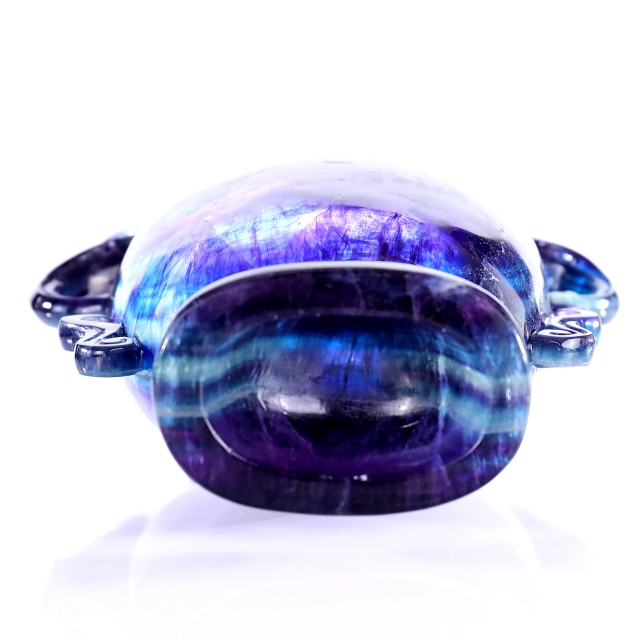 10.6” Natural Fluorite Hand Carved Crystal Vase with Lid