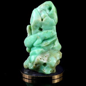 5.2" Green Opal Hand Carved Crystal Lizard Sculpture