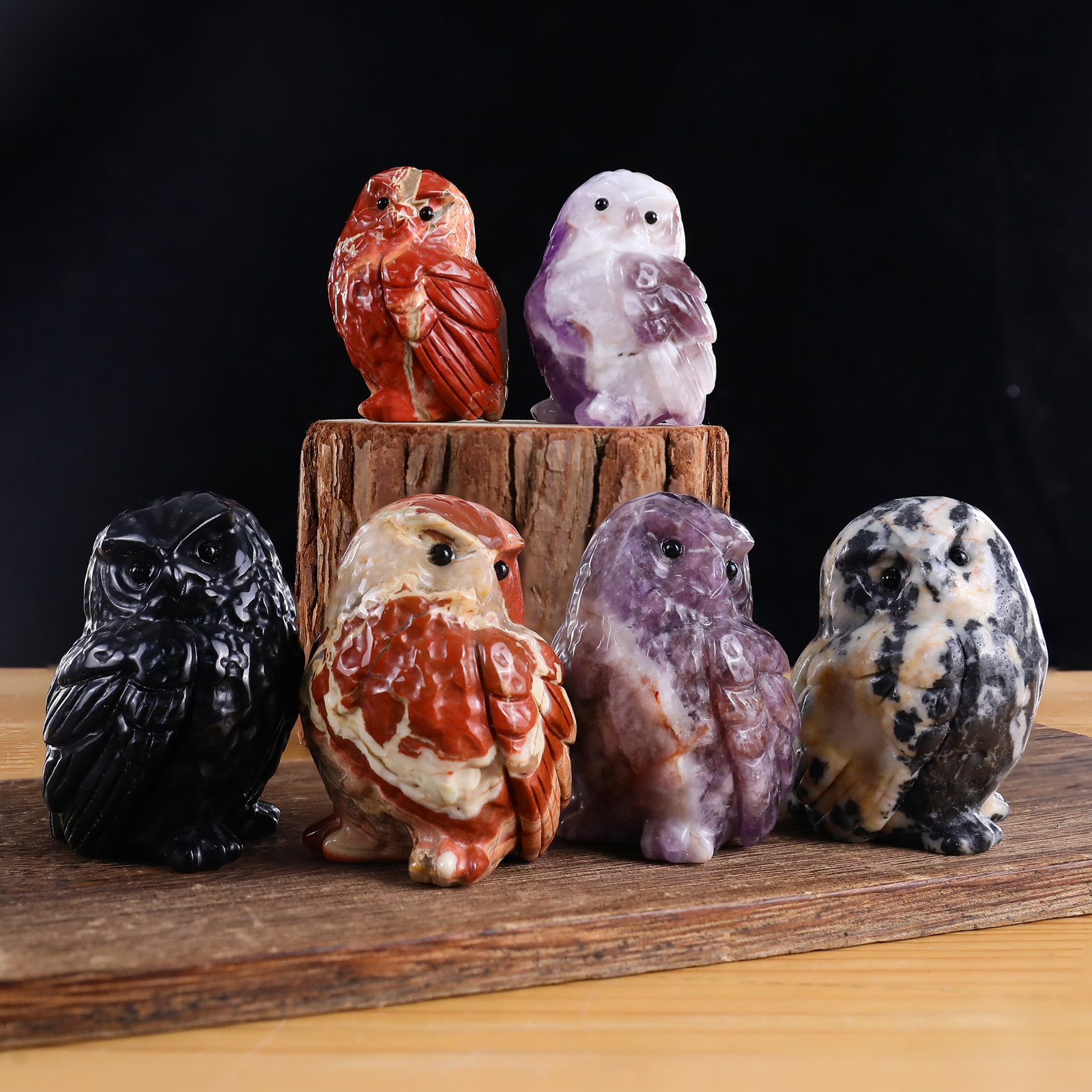 Various Jade Owl Small Carvings - Handmade Exquisite Jade Figurines for Home Decor & Collection