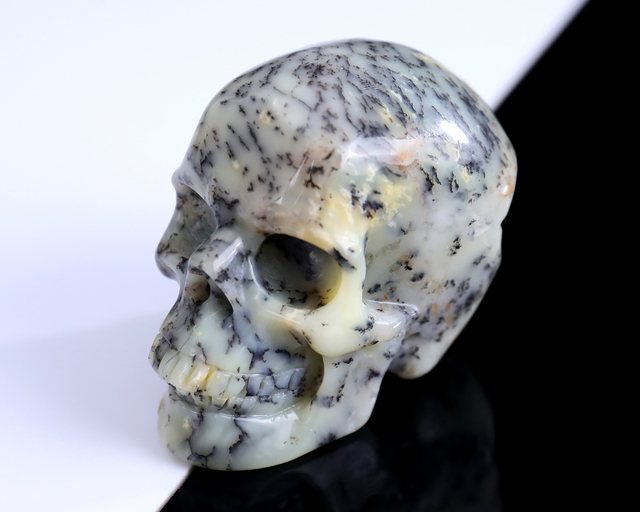 Unique White Opal Hand Carved Crystal Skull Sculpture