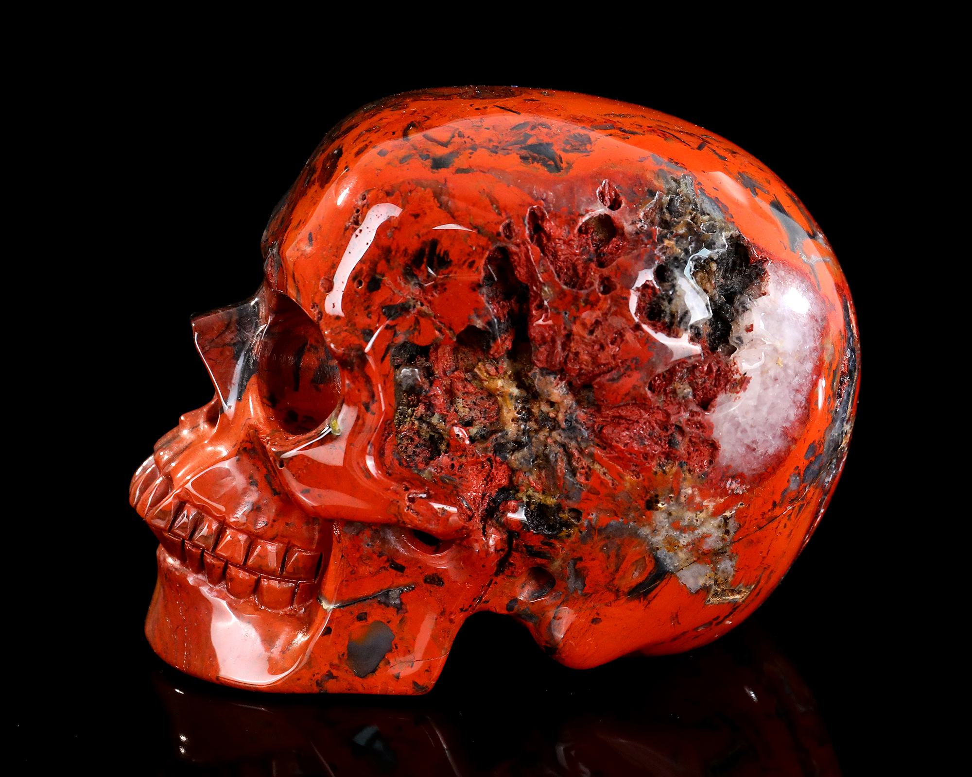 Hand-Carved Red Jasper Skull Figurine - Polished Gemstone Skull Statue for Spiritual Use & Gift