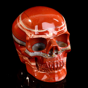 Natural Red Jasper Crystal Skull Carving Handcrafted Gemstone Skull Figurine