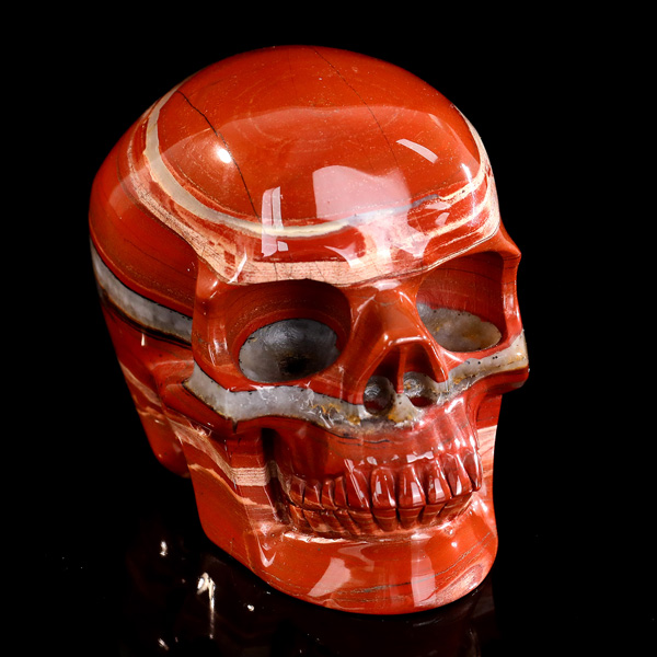 Natural Red Jasper Crystal Skull Carving Handcrafted Gemstone Skull Figurine