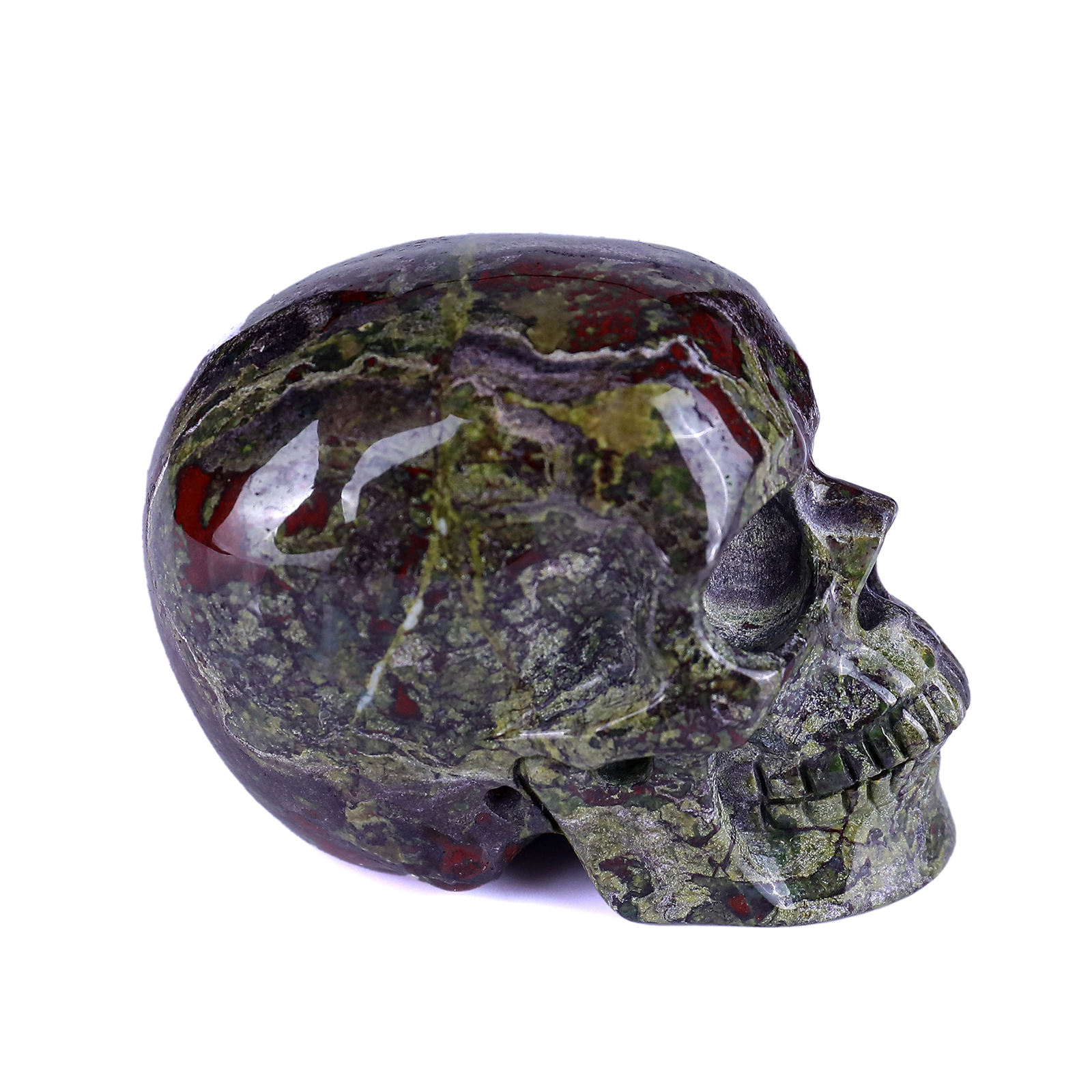 Unique 6.3" Amethyst Druse Agate Hand Carved Mineral Specimen Skull with Horn Sculpture