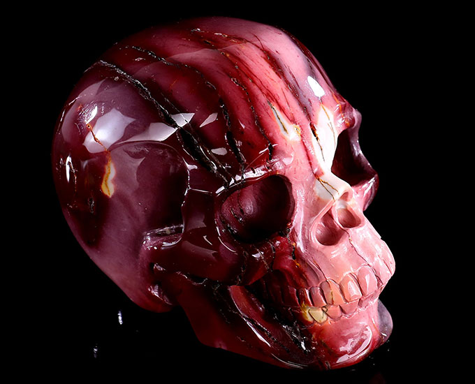 4.7" Colorful Mocha Agate Hand Carved Crystal Realistic Skull Sculpture