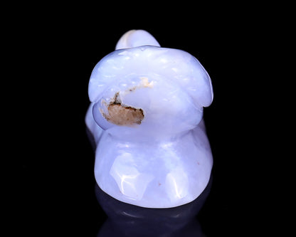 3.5" Blue Chalcedony Hand Carved Crystal Swan Sculpture