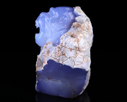7.7" Blue Chalcedony Hand Carved Crystal Gorilla Sculpture