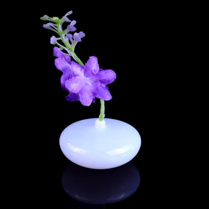 Natural Blue Chalcedony Hand Carved Crystal Vase, Incense Holder Sculpture