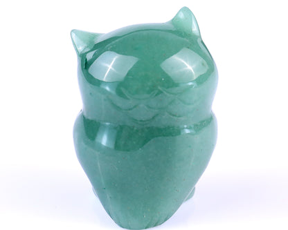 2.0" Green Aventurine Hand Carved Crystal Owl Sculpture