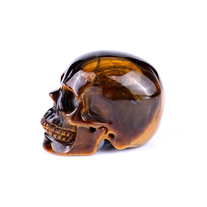 2.2" Gold Tiger Eye Hand Carved Crystal Realistic Skull Sculpture