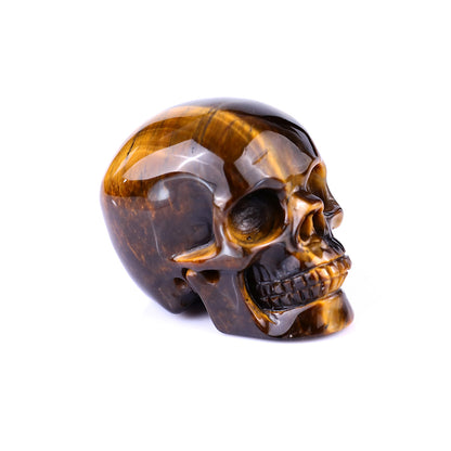 2.2" Gold Tiger Eye Hand Carved Crystal Realistic Skull Sculpture