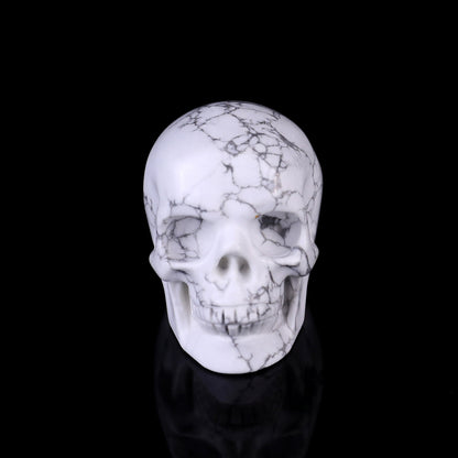 2.2" Howlite Hand Carved Crystal Realistic Skull Sculpture