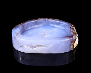 6.0" Blue Chalcedony Hand Carved Crystal Ashtray Fruit Tray