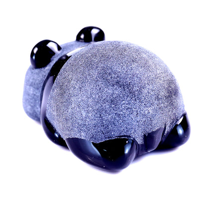 Cute 3.0" Black Obsidian Hand Carved Crystal Panda Sculpture
