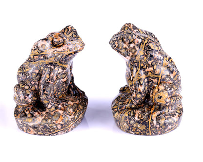 Natural Red Leopard Skin Jasper Hand Carved Crystal Frog Sculpture